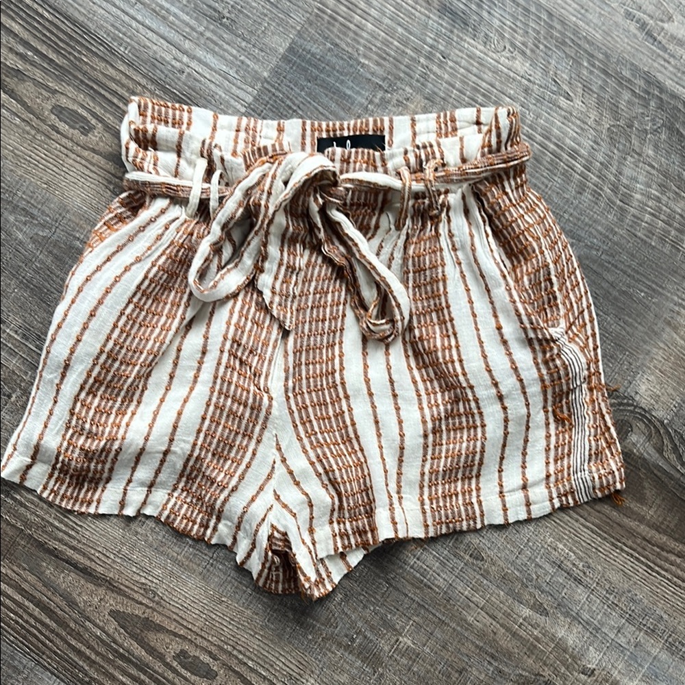 Striped Brown and White Women's Shorts